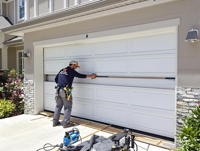 Wilmington Island Garage Door Repair team performing complete garage door replacement at Wilmington Island residence
