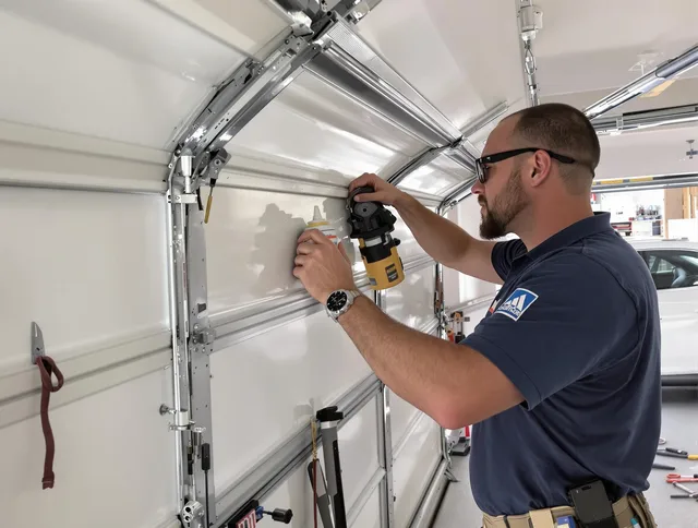 Wilmington Island Garage Door Repair technician quieting a noisy garage door in Wilmington Island